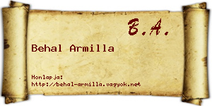 Behal Armilla névjegykártya